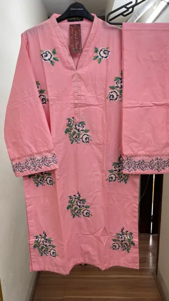 Pakistani Original Hayat Stitched Cotton Co-ords 2 Pcs _ Pink 
